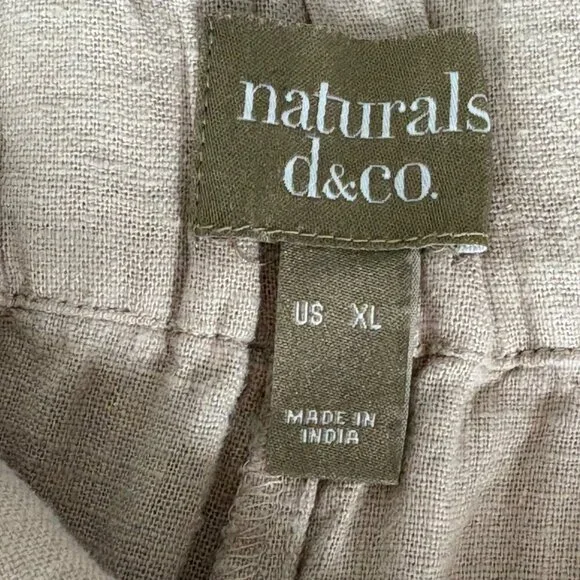 Naturals D&Co Womens Wide‎ Leg Linen Pants Size XL Beige Coastal Laggenlook - Picture 3 of 8